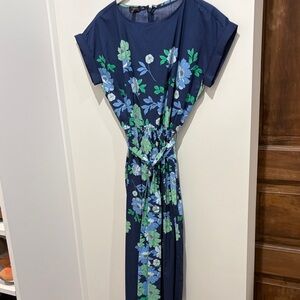 Talbots Navy and Green Floral Maxi Dress